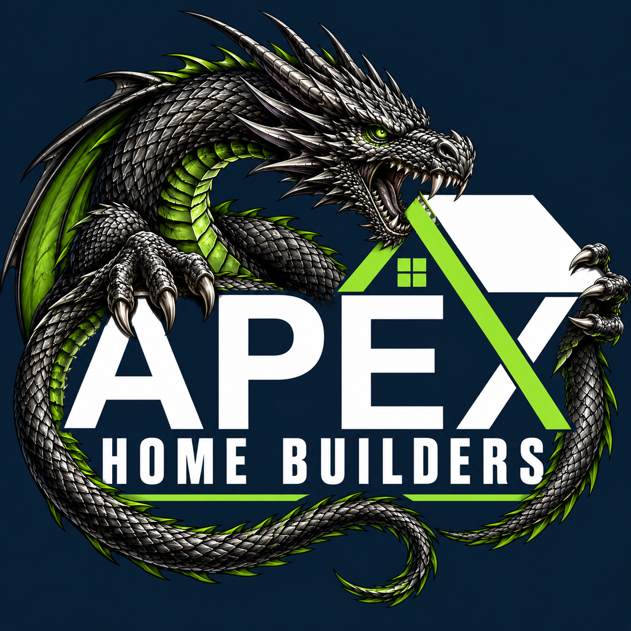Dragon wrapped around the Apex Home Builders logo